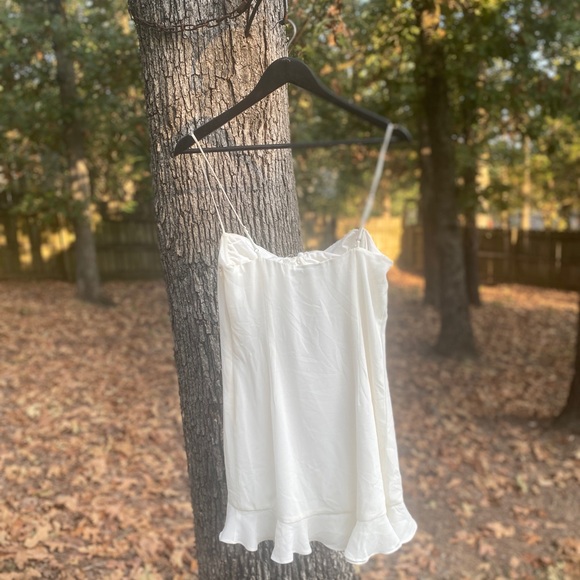 Selfie Leslie Sky Light Drawstring Bust Mini Dress Ivory Size M White Coquette - Picture 6 of 8